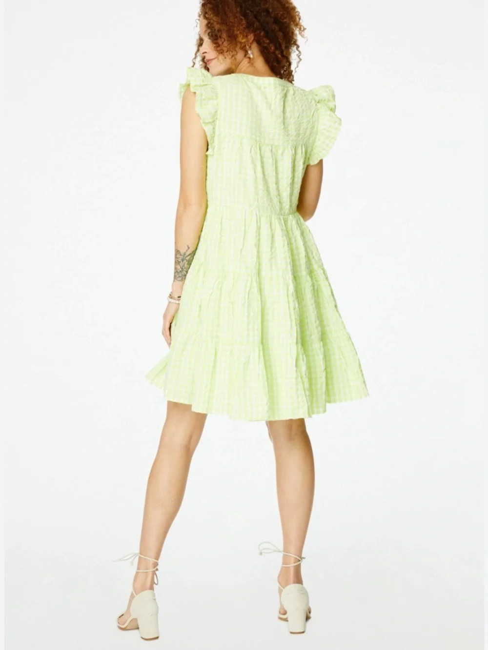 Roller Rabbit Lime Gingham Ruffle Mini Dress - Picture 3 of 10